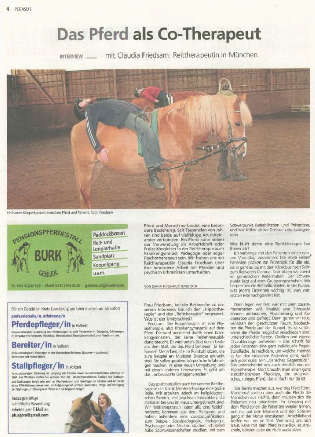 01Das Pferd al Co Therapeut PEGASUS Ausgabe Nr. 136 05.06.18 1